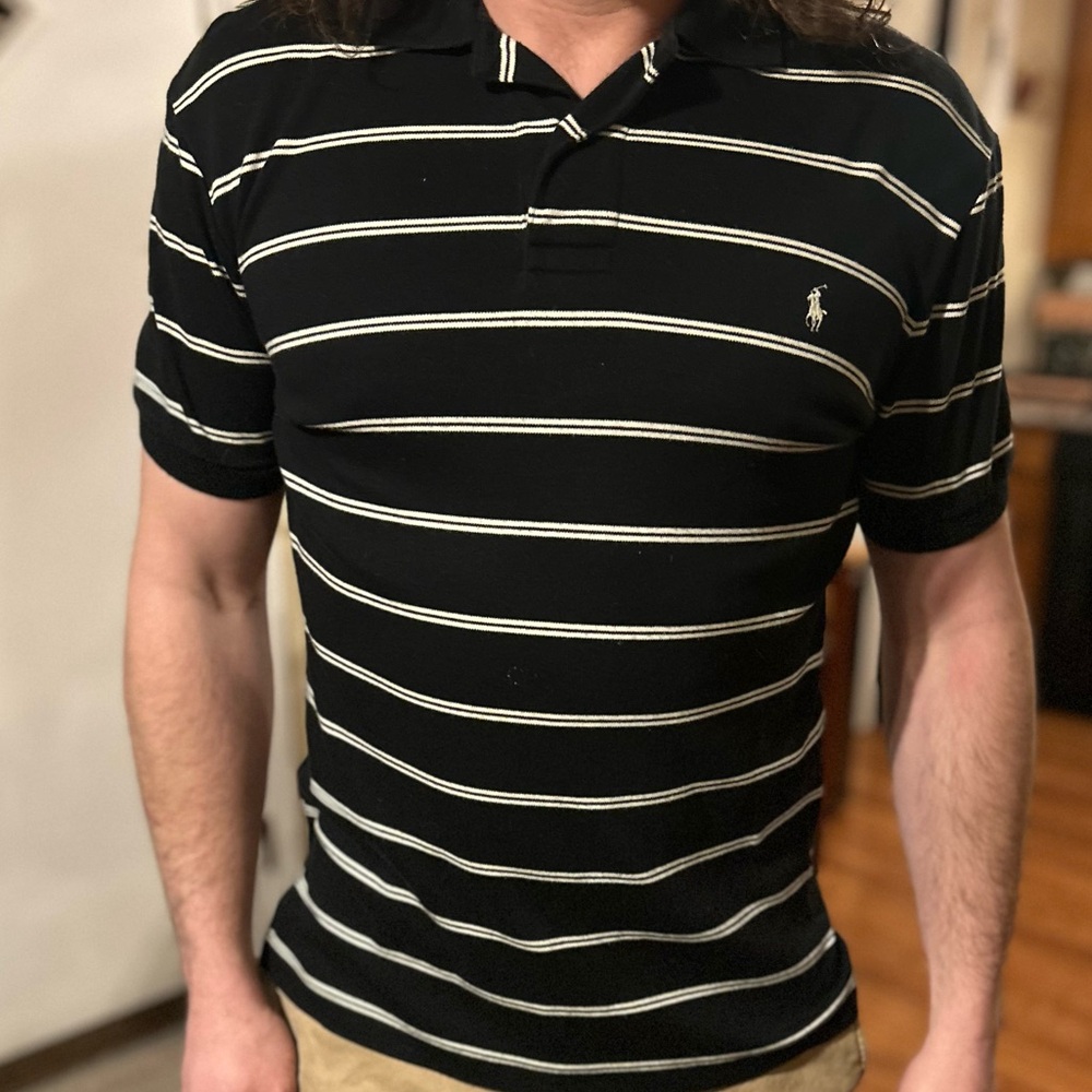 Ralph Lauren Black and White Striped Polo Shirt
